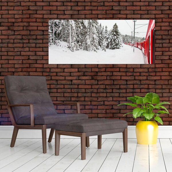 Kép - Vonat a havas tájban (120x50 cm)