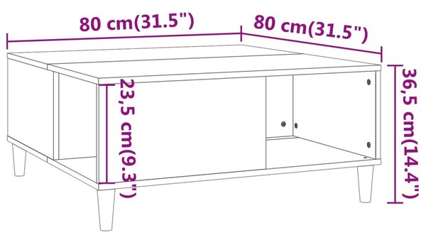 Betonszürke szerelt fa dohányzóasztal 80x80x36,5 cm