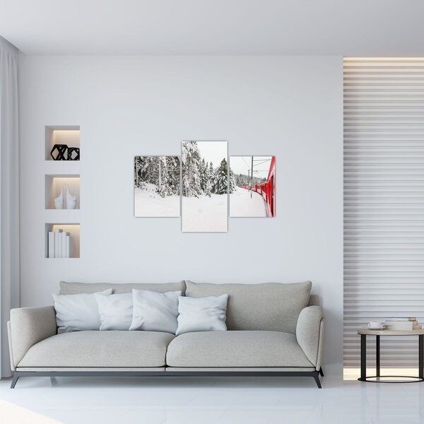 Kép - Vonat a havas tájban (90x60 cm)