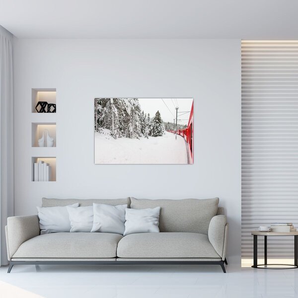 Kép - Vonat a havas tájban (90x60 cm)