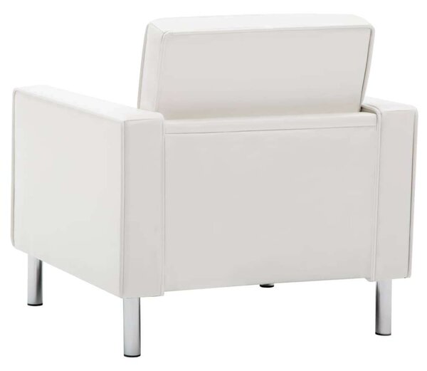 Modern Fehér Műbőr Fotel - Chesterfield Stílus - 75x70x75 cm