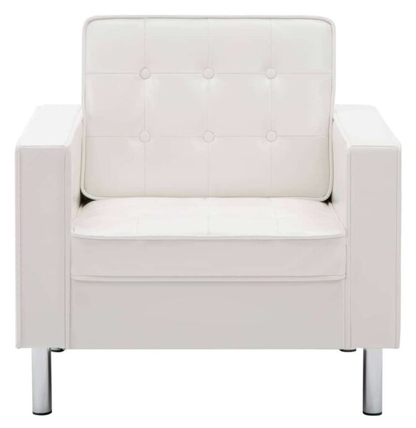 Modern Fehér Műbőr Fotel - Chesterfield Stílus - 75x70x75 cm