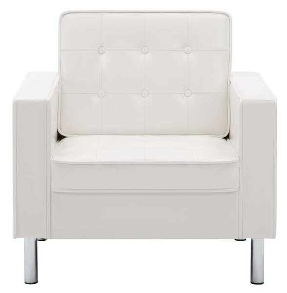 Modern Fehér Műbőr Fotel - Chesterfield Stílus - 75x70x75 cm