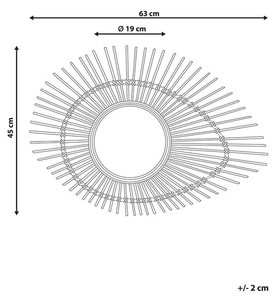 Falitükör BARIO 63 cm 45 cm Bambusz Természetes