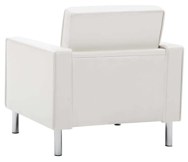 Modern Fehér Műbőr Fotel - Chesterfield Stílus - 75x70x75 cm