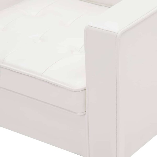 Modern Fehér Műbőr Fotel - Chesterfield Stílus - 75x70x75 cm