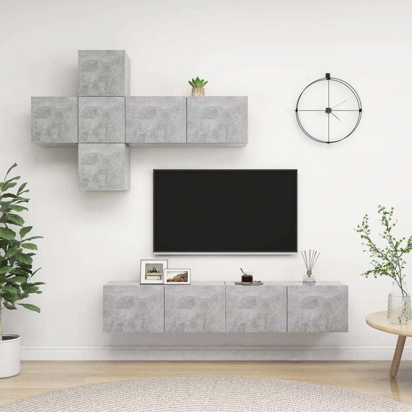 VidaXL 7 részes betonszürke forgácslap TV-szekrényszett
