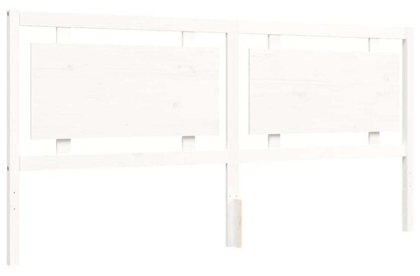 Fenyőfa Ágykeret Fejtámlával - 200x200 cm - Fehér