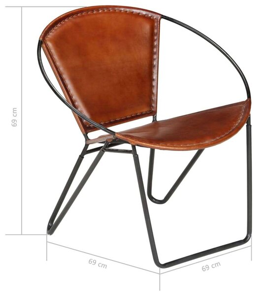 Bőr Fotel - Barna - Vintage - 69x69x69cm