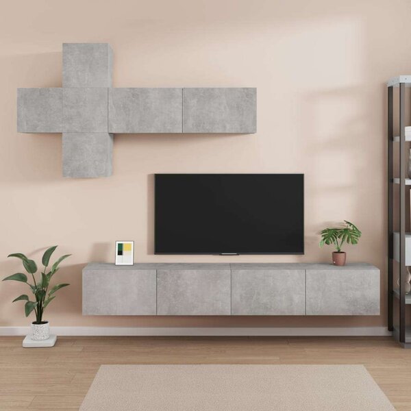 VidaXL 7 részes betonszürke szerelt fa TV-szekrényszett