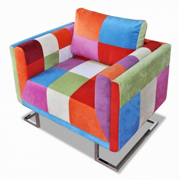 Modern Foltvarrott Fotel - Króm Lábak - 85x63x74 cm