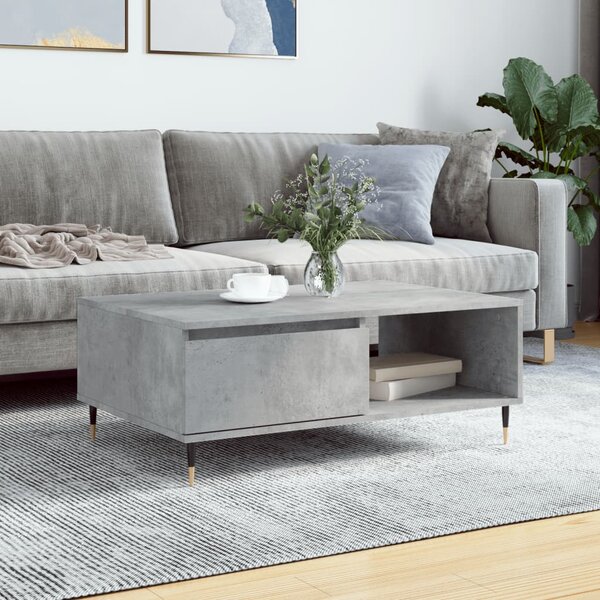 Betonszürke szerelt fa dohányzóasztal 90 x 60 x 35 cm
