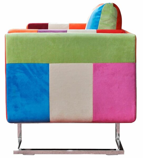 Modern Foltvarrott Fotel - Króm Lábak - 85x63x74 cm
