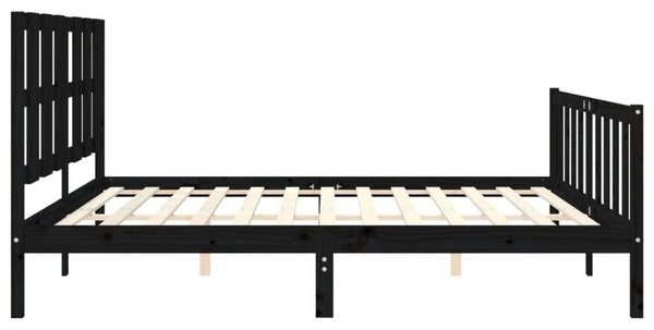 Fenyőfa Ágykeret - Fekete - 200x200 cm
