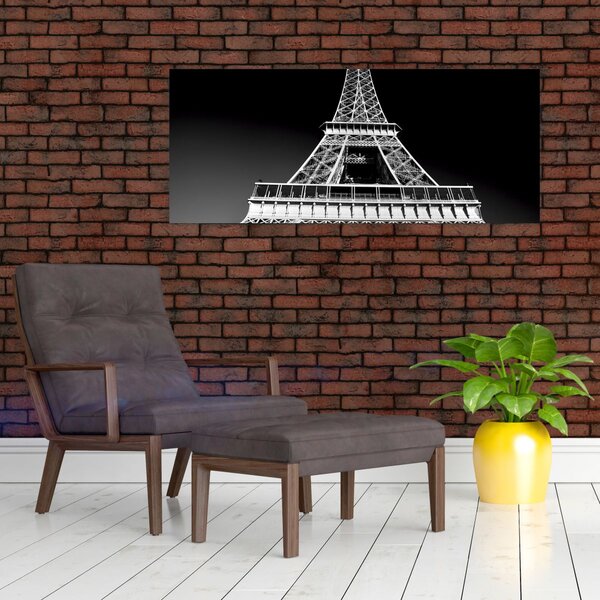 Kép - Eiffel-torony, fekete-fehér (120x50 cm)