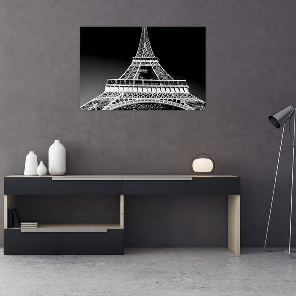 Kép - Eiffel-torony, fekete-fehér (90x60 cm)
