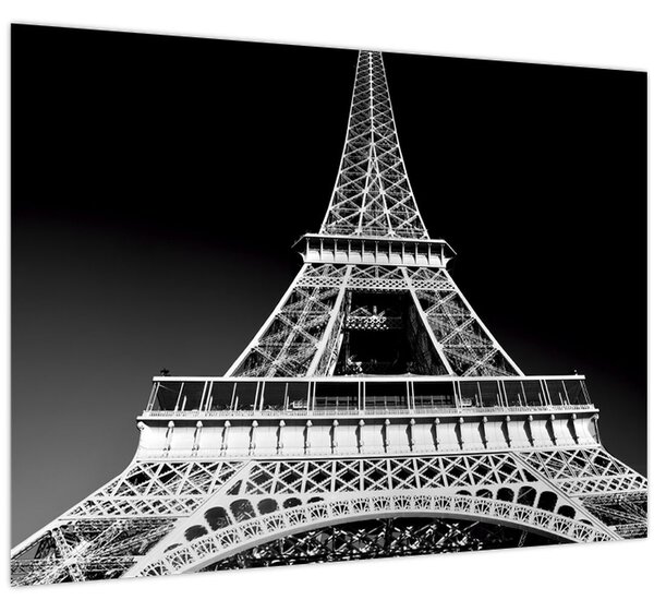 Kép - Eiffel-torony, fekete-fehér (70x50 cm)