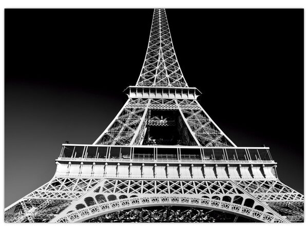 Kép - Eiffel-torony, fekete-fehér (70x50 cm)