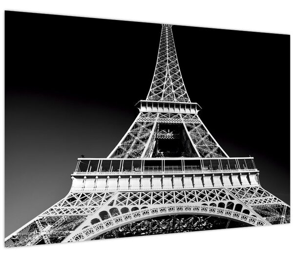 Kép - Eiffel-torony, fekete-fehér (90x60 cm)