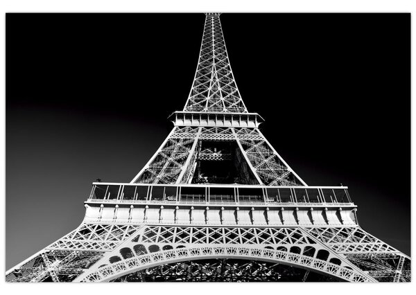 Kép - Eiffel-torony, fekete-fehér (90x60 cm)
