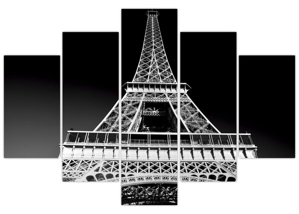 Kép - Eiffel-torony, fekete-fehér (150x105 cm)