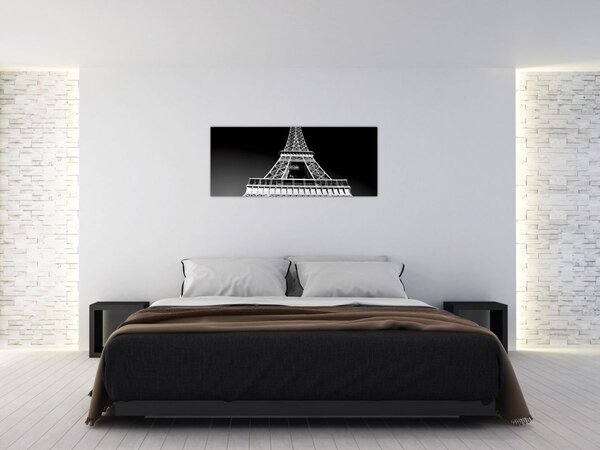 Kép - Eiffel-torony, fekete-fehér (120x50 cm)