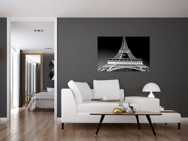 Kép - Eiffel-torony, fekete-fehér (90x60 cm)