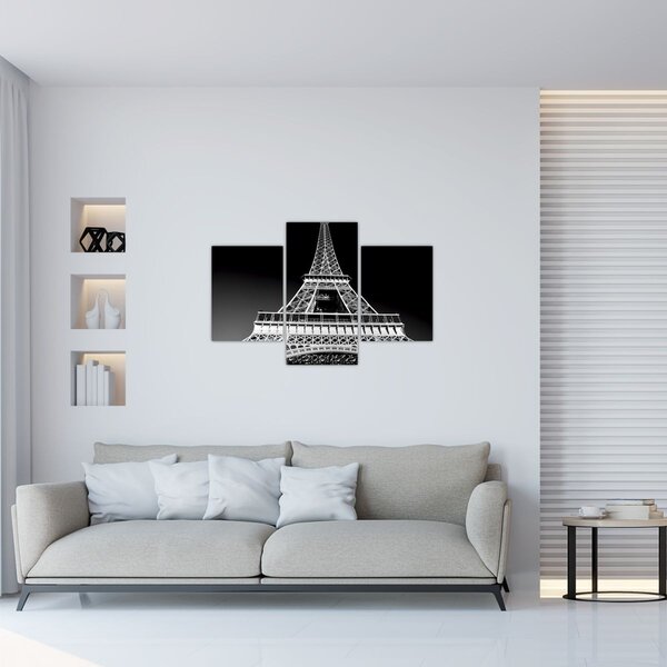 Kép - Eiffel-torony, fekete-fehér (90x60 cm)