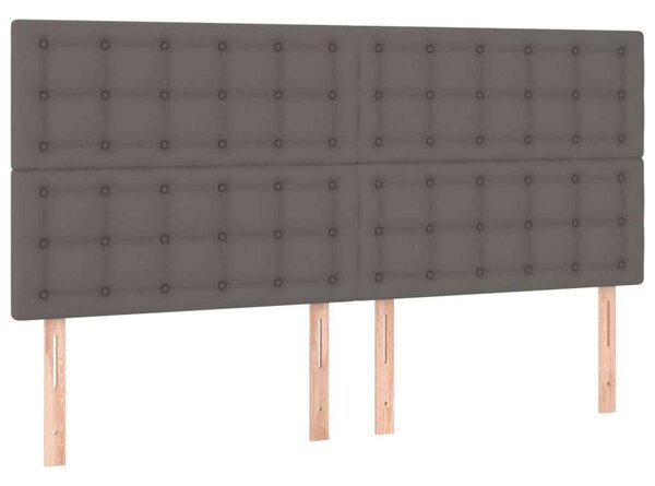 VidaXL LED-es Ágyfejtámla - Szürke Műbőr - 180x5x118/128cm