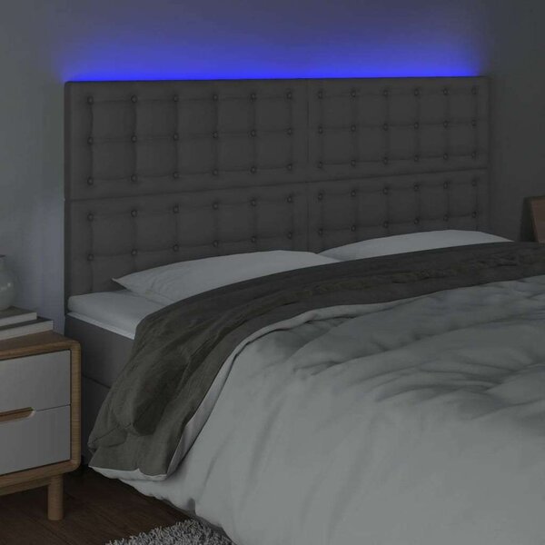 VidaXL LED-es Ágyfejtámla - Szürke Műbőr - 180x5x118/128cm