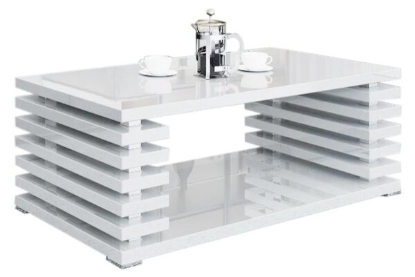 DOURO dohányzóasztal, 120x44x60 cm, magasfényű fehér