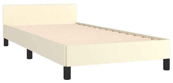 VidaXL krémszínű műbőr ágykeret fejtámlával 90 x 200 cm