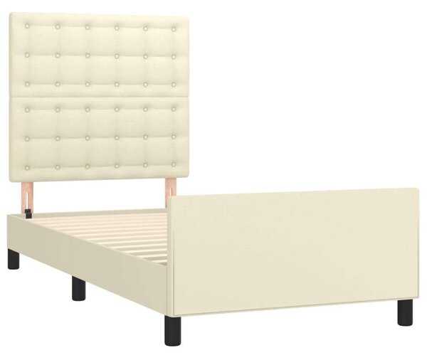 VidaXL krémszínű műbőr ágykeret fejtámlával 90 x 200 cm