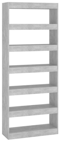 VidaXL Könyvespolc/Térelválasztó - Betonszürke - 80x30x198 cm