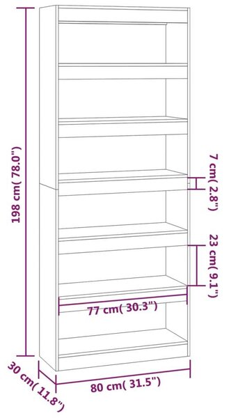 VidaXL Könyvespolc/Térelválasztó - Betonszürke - 80x30x198 cm