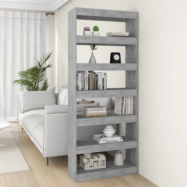 VidaXL Könyvespolc/Térelválasztó - Betonszürke - 80x30x198 cm