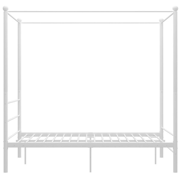 VidaXL Fehér Fém Baldachinos Ágykeret - 140x200 cm