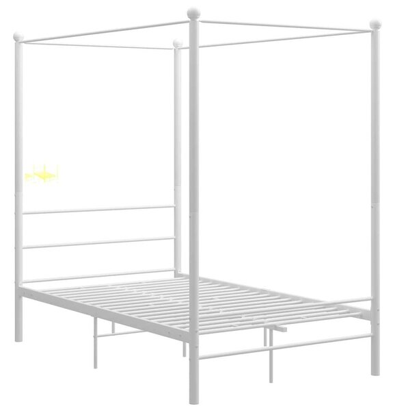 VidaXL Fehér Fém Baldachinos Ágykeret - 140x200 cm