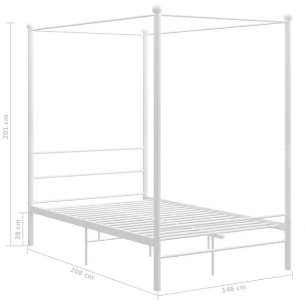 VidaXL Fehér Fém Baldachinos Ágykeret - 140x200 cm
