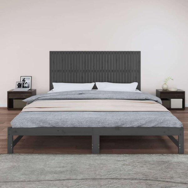 VidaXL Fali Fejtámla - Tömör Fenyőfa - Szürke - 204x90 cm