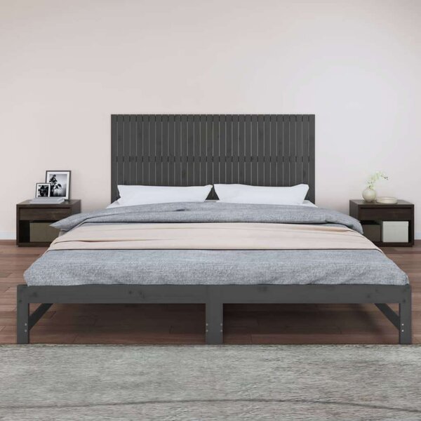 VidaXL Fali Fejtámla - Tömör Fenyőfa - Szürke - 204x90 cm