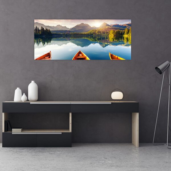 Kép - Tó csónakokkal (120x50 cm)