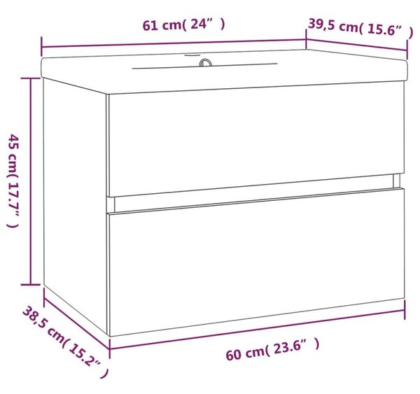 VidaXL Fürdőszoba Szekrény - Füstös Tölgy - 60x38.5x45 cm