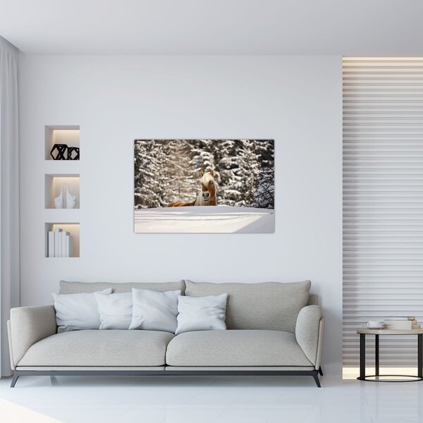 Kép - Ló a téli tájban (90x60 cm)