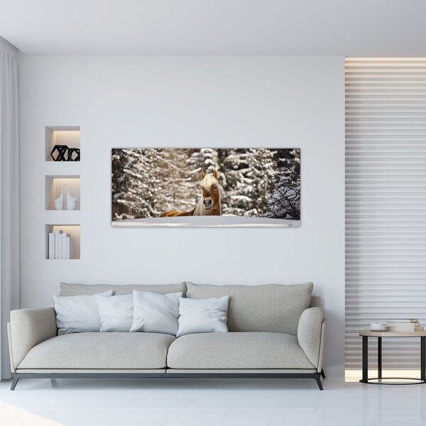 Kép - Ló a téli tájban (120x50 cm)