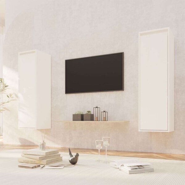 VidaXL 2 db fehér tömör fenyőfa faliszekrény 30 x 30 x 100 cm