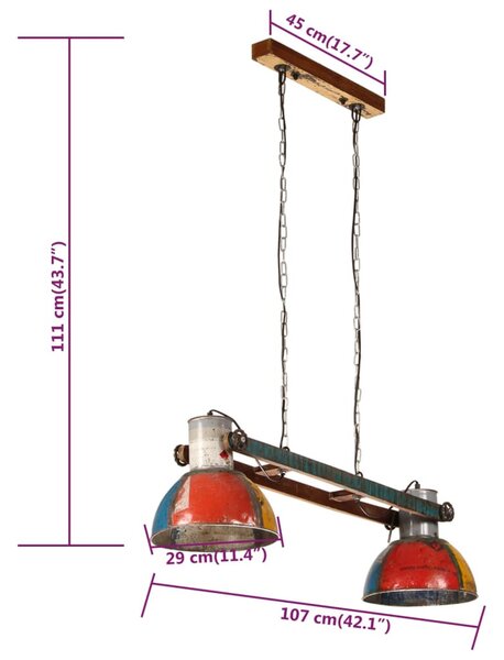 Többszínű ipari függőlámpa 25 W 111 cm E27