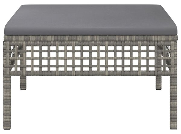 Szürke polyrattan kerti lábtartó párnával
