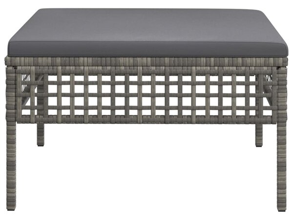 Szürke polyrattan kerti lábtartó párnával