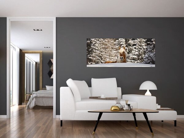 Kép - Ló a téli tájban (120x50 cm)